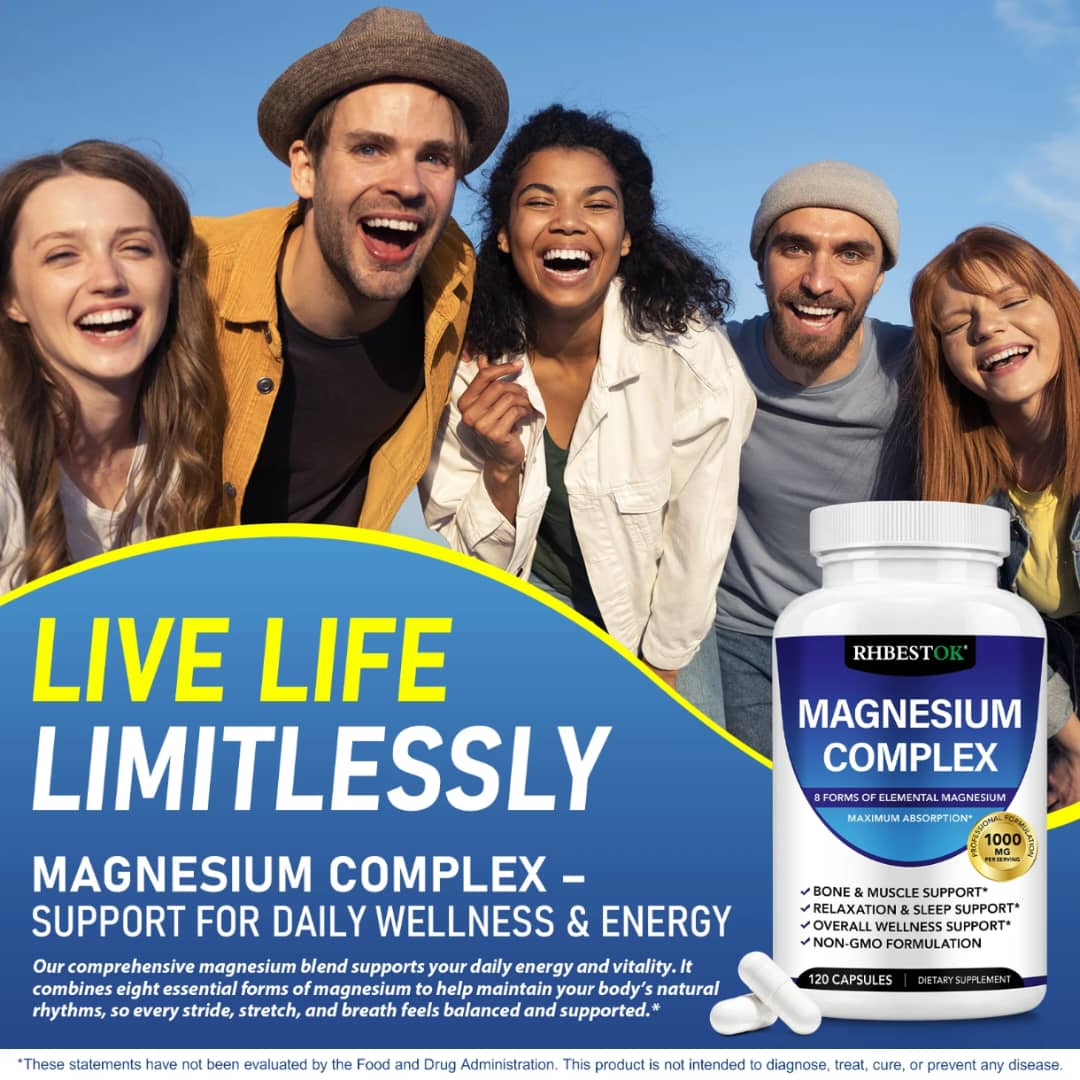 Magnésium Complexe 1000 mg – 8 Formes pour Calme, Sommeil & Récupération