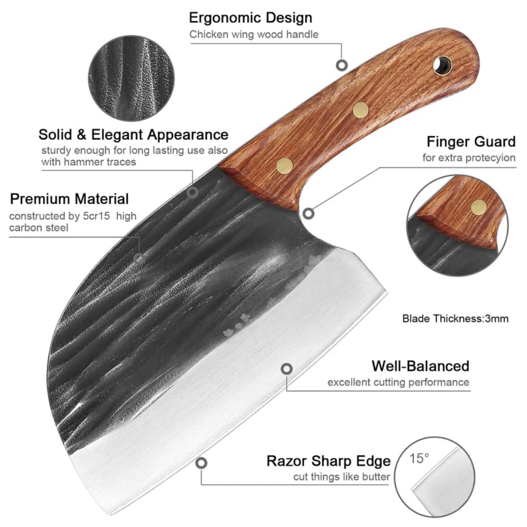 Ensemble couteau & couperet de chef forgés à la main (qualité supérieure)