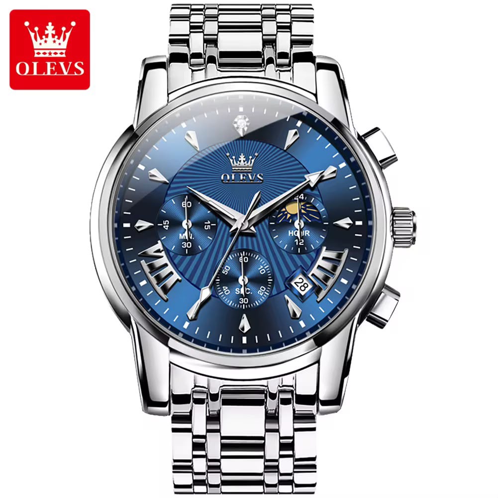 Montre OLEVS Impérial Black &amp; Gold – Chronographe de Luxe pour Homme