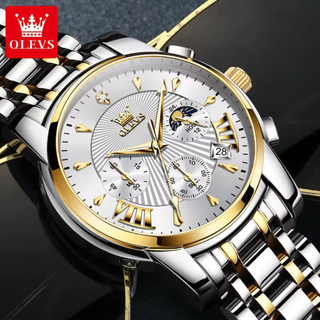 Montre OLEVS Impérial Black &amp; Gold – Chronographe de Luxe pour Homme